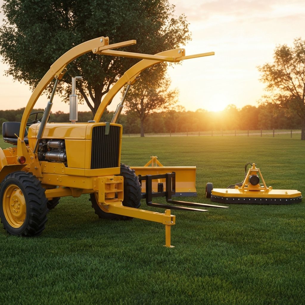 Sub-compact tractor attachments for small acreage work
